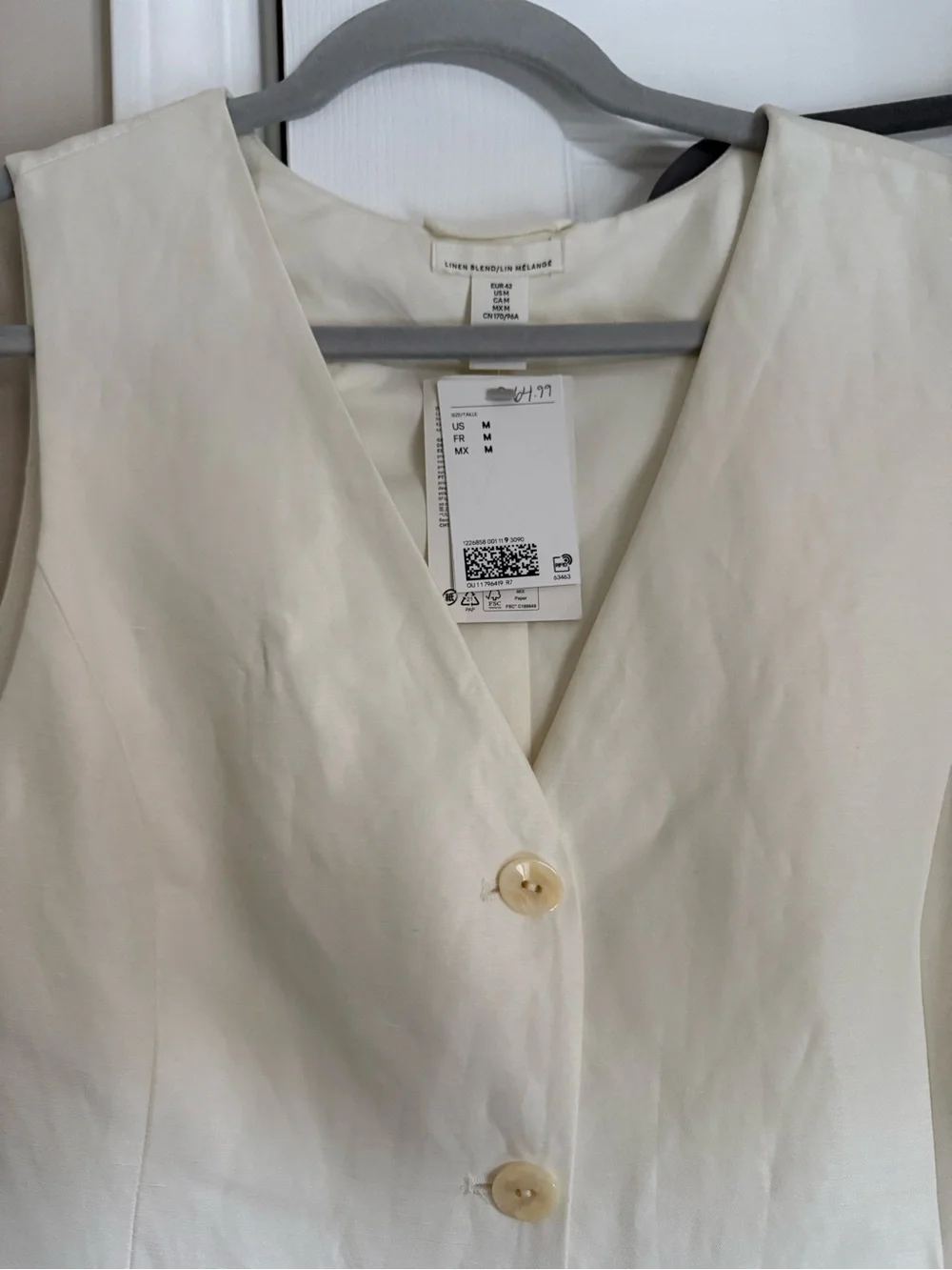 Linen Blend Wide Leg Set in Cream Size Medium NWT